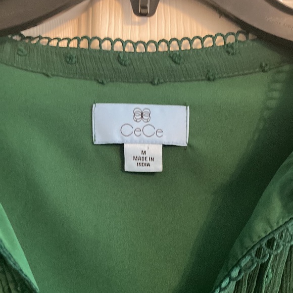 CeCe Forest Green Blouse, M - Picture 2 of 7